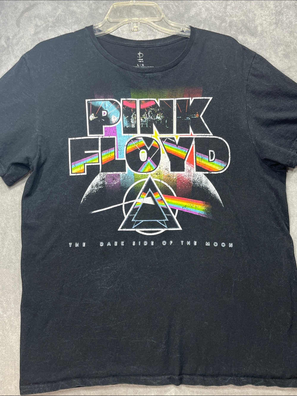 Pink Floyd Dark Side of the Moon Rainbow Prism Band Tee Black Large